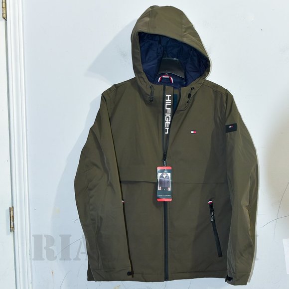 GREEN Tommy Hilfiger Men’s Performance Hooded Jacket - Picture 2 of 10